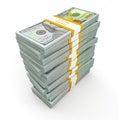 Stack of new 100 US dollars 2013 edition banknotes (bills) s Royalty Free Stock Photo