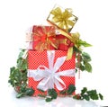 Stack of new year christmas presents gifts Royalty Free Stock Photo