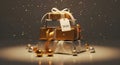 Stack of New Year 2026 gifts with gold and silver wrapped presents Royalty Free Stock Photo