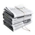 Stack of newspapers lies isolated on white background Royalty Free Stock Photo