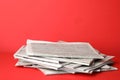 Stack of newspapers on background. Journalist`s work Royalty Free Stock Photo