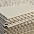 A stack of newspapers with visible columns of black text on off-white paper. The Royalty Free Stock Photo