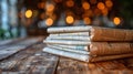 Stack of Newspapers on Wooden Table Royalty Free Stock Photo