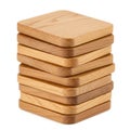 A stack of nine square wooden coasters with rounded edges. Each coaster is made Royalty Free Stock Photo