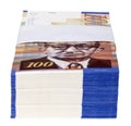Isolated 100 NIS Bills Stack Royalty Free Stock Photo