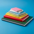 The notebooks have different bindings including spiral and hardbound types Royalty Free Stock Photo