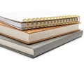 Stack of notebooks and books isolated on white background Royalty Free Stock Photo