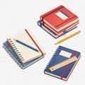 Stack of notebooks and school supplies isolated on white background isolated on white background Royalty Free Stock Photo