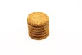 Stack o healthy integral cookies made of oats isolated on white background Royalty Free Stock Photo