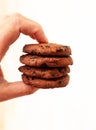 Stack of oatmeal chocolate chip cookies. Cookies with chocolate chips. Royalty Free Stock Photo