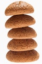 Stack of Oatmeal cookies isolated on the white background