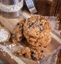 Stack of Oatmeal Raisin Nut Cookies Royalty Free Stock Photo