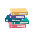 Stack of office folders with documents of different colors