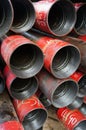 Stack of oil well intemediate casing bundles Royalty Free Stock Photo