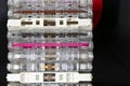 Stack of old audio cassettes Royalty Free Stock Photo