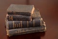 Stack of old bibles including German bibles Royalty Free Stock Photo