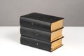 Stack of Old Black Books with Bookmarks Royalty Free Stock Photo
