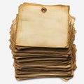 Stack of Old Vintage Blank Pages with a Single Brass Fastener in the Top Corner Ideal for Scrapbooking, Note-Taking, and Royalty Free Stock Photo