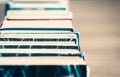 Stack of old book education concept background, many books piles with copy space for text Royalty Free Stock Photo