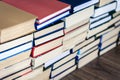 Stack of old book education concept background, many books piles with copy space for text Royalty Free Stock Photo