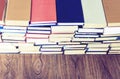 Stack of old book education concept background, many books piles with copy space for text Royalty Free Stock Photo