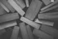 Stack of old books background in black and white. Top view of many books piled together. Vintage books in back and white. Royalty Free Stock Photo