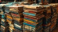 Stack of old books at the bookshop