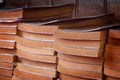 Stack of old books in bookstore, secondhand book. Royalty Free Stock Photo