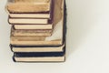 Stack of old books education retro concept background, many books piles with copy space for text Royalty Free Stock Photo