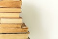 Stack of old books education retro concept background, many books piles with copy space for text Royalty Free Stock Photo