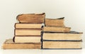 Stack of old books education retro concept background, many books piles with copy space for text Royalty Free Stock Photo