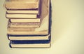 Stack of old books education retro concept background, many books piles with copy space for text Royalty Free Stock Photo