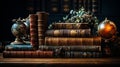 Stack of old books ,Generative AI Royalty Free Stock Photo