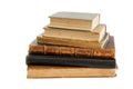 Stack of old books isolated