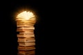 Stack of old books isolated on black background Royalty Free Stock Photo