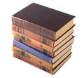 Stack of old books. Library shelf. The book is in a cloth cover. Vintage binding. Royalty Free Stock Photo