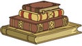 Stack of Old Books Learning and Knowledge, vector design Generative AI Royalty Free Stock Photo