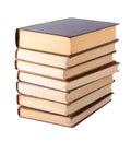 Stack of old books. Library shelf. The book is in a cloth cover. Vintage binding. Royalty Free Stock Photo