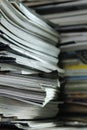 Stack of old books and magazines on a table- Close up Royalty Free Stock Photo