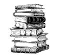 Stack of old books sketch hand drawn vintage Royalty Free Stock Photo