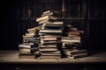 stack of old books on table AI generated Royalty Free Stock Photo