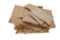 stack of old Cardboard ripped papers isolated