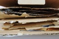 stack of old Cardboard ripped papers isolated Royalty Free Stock Photo