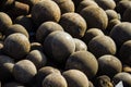 Stack of old colonial rusty cannon balls