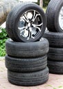 Rubber tires and wheel Royalty Free Stock Photo