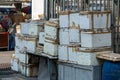 Stack of old foam boxes Royalty Free Stock Photo