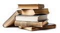 Stack of old hardcover books on a white background Royalty Free Stock Photo