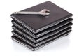 Stack of old laptops awaiting repair Royalty Free Stock Photo