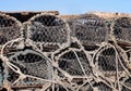 Stack of old lobster pots