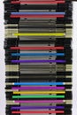 stack of old magnetic floppy disks used to save data from the first personal computers